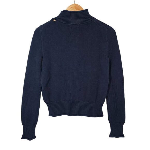 J. Crew Rollneck Ribbed Yarn Fitted Silhouette Sweater Navy Blue Women's Sz. XXS - Picture 4 of 14